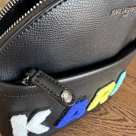 NWT! Karl Lagerfeld Paris Maybelle Backpack Fur Patch Logo Black - Picture 6 of 7